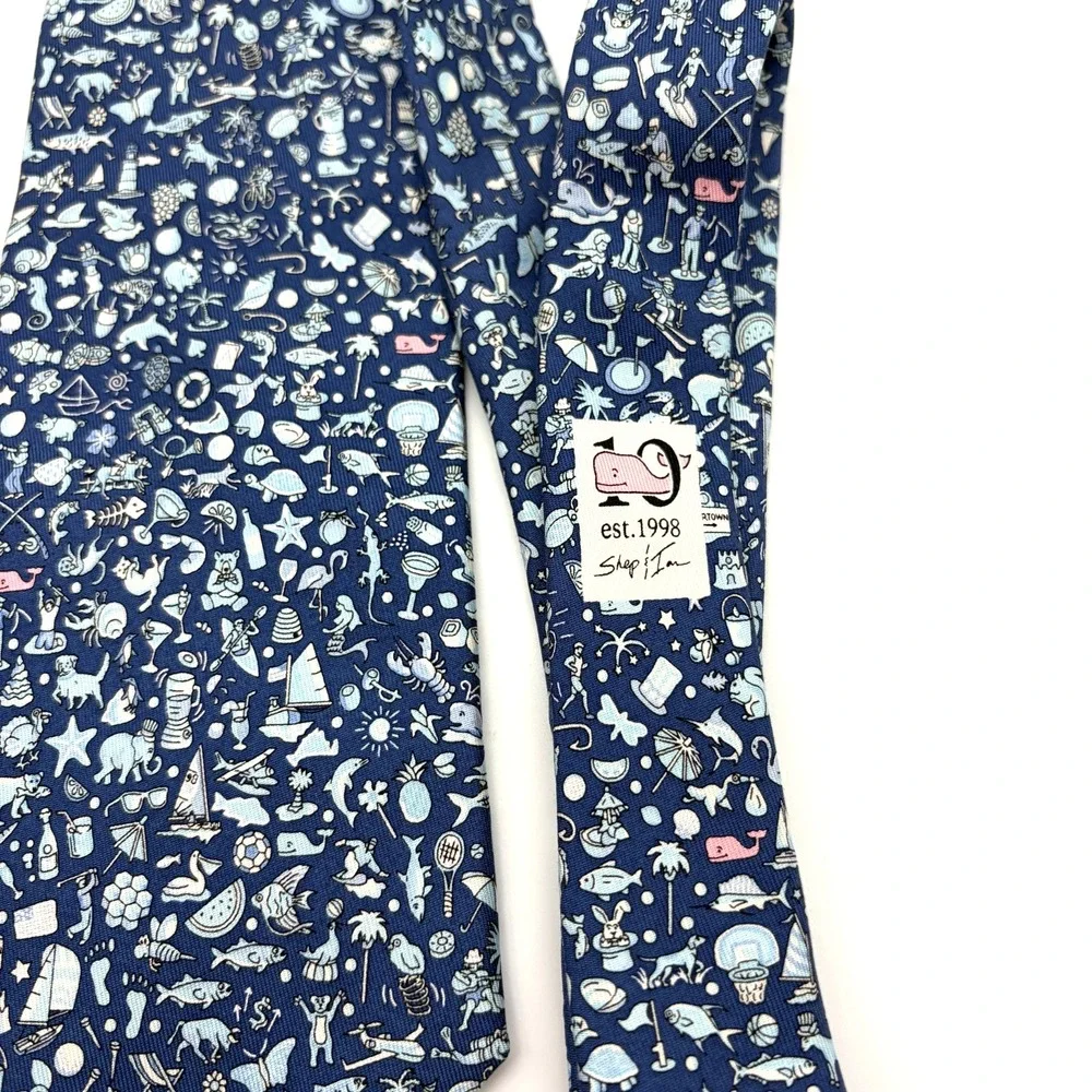 Vineyard Vines Martha's Vineyard Mens Silk Tie Multi Icon Design Nautical Golf